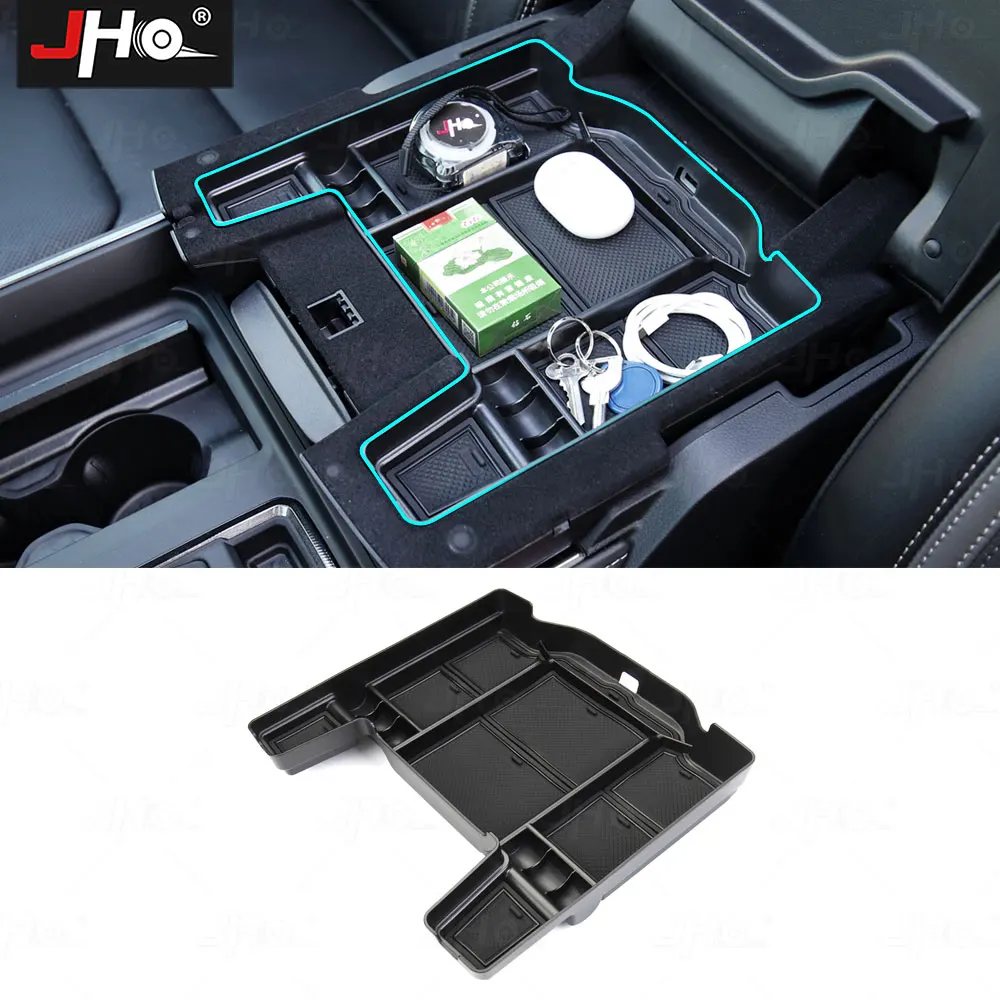 

Контейнер JHO для хранения центральной консоли, органайзер, лоток с резиновыми ковриками для Ram 1500 TRX 2022 2023 2024, аксессуары для контейнеров