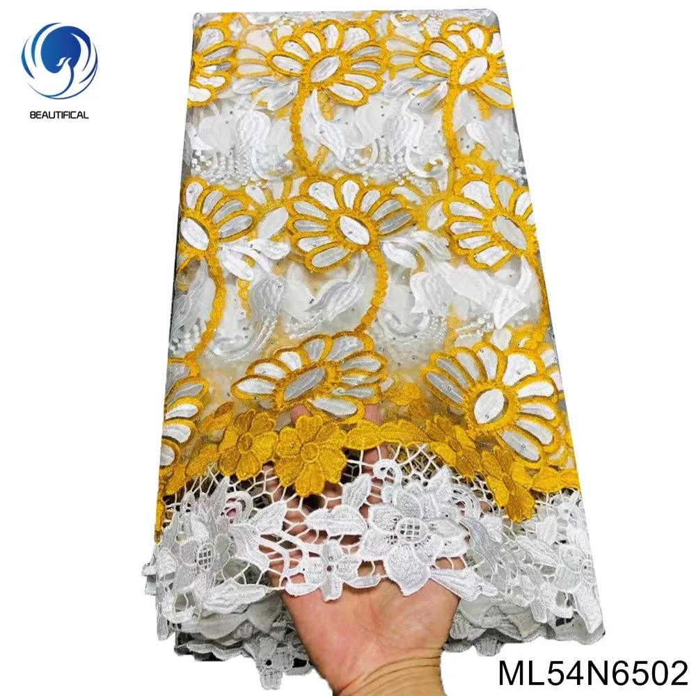 

Nigerian white lace fabric african lace fabric with stones african water soluble lace high quality lace for party dress ML54N65