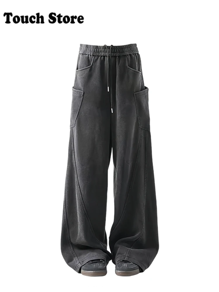 Осень-зима женские длинные брюки Tomboy Y2K японский Harajuku Dark Academia свободные