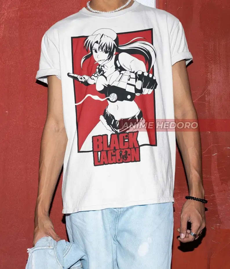 Футболка унисекс с аниме Черная лагуна футболка рисунком Revy рубашка Waifu Manga