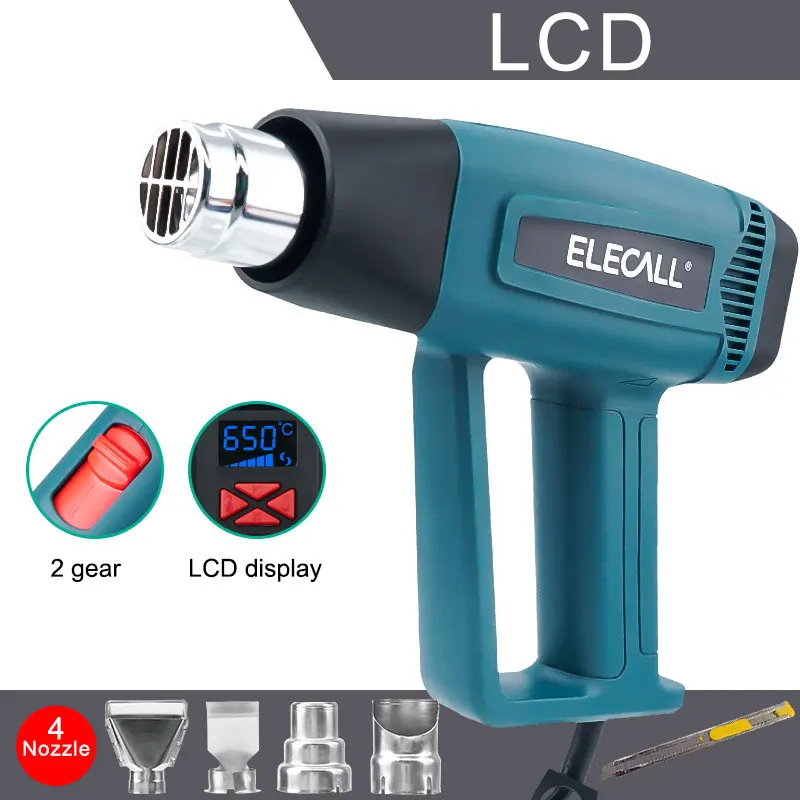

ELECALL Hot Air Gun Heat Guns 2000W Air dryer for soldering Thermal blower Soldering station Shrink wrapping Industrial Tools