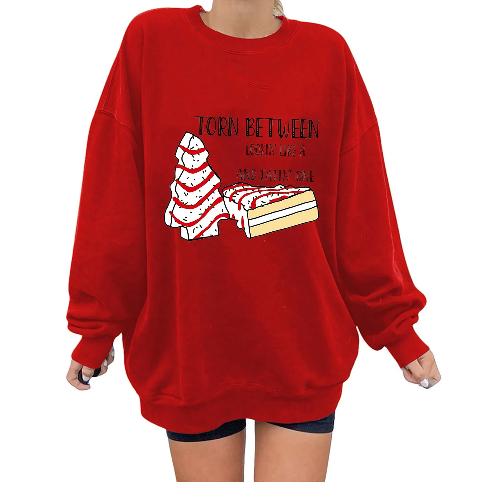 

Womens Graphic Sweatshirts Womens Casual Long Sleeve Crew Neck Printed Hoodless Ladies Sweatshirts Zipper Cute Sweatshirts