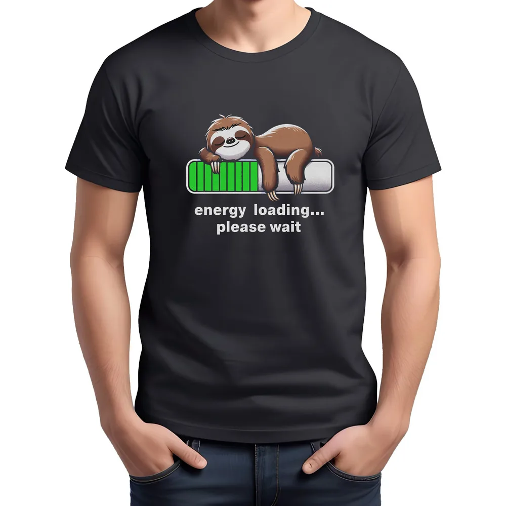 Забавная футболка унисекс с рисунком Ленивец загрузкой энергии пожалуйста