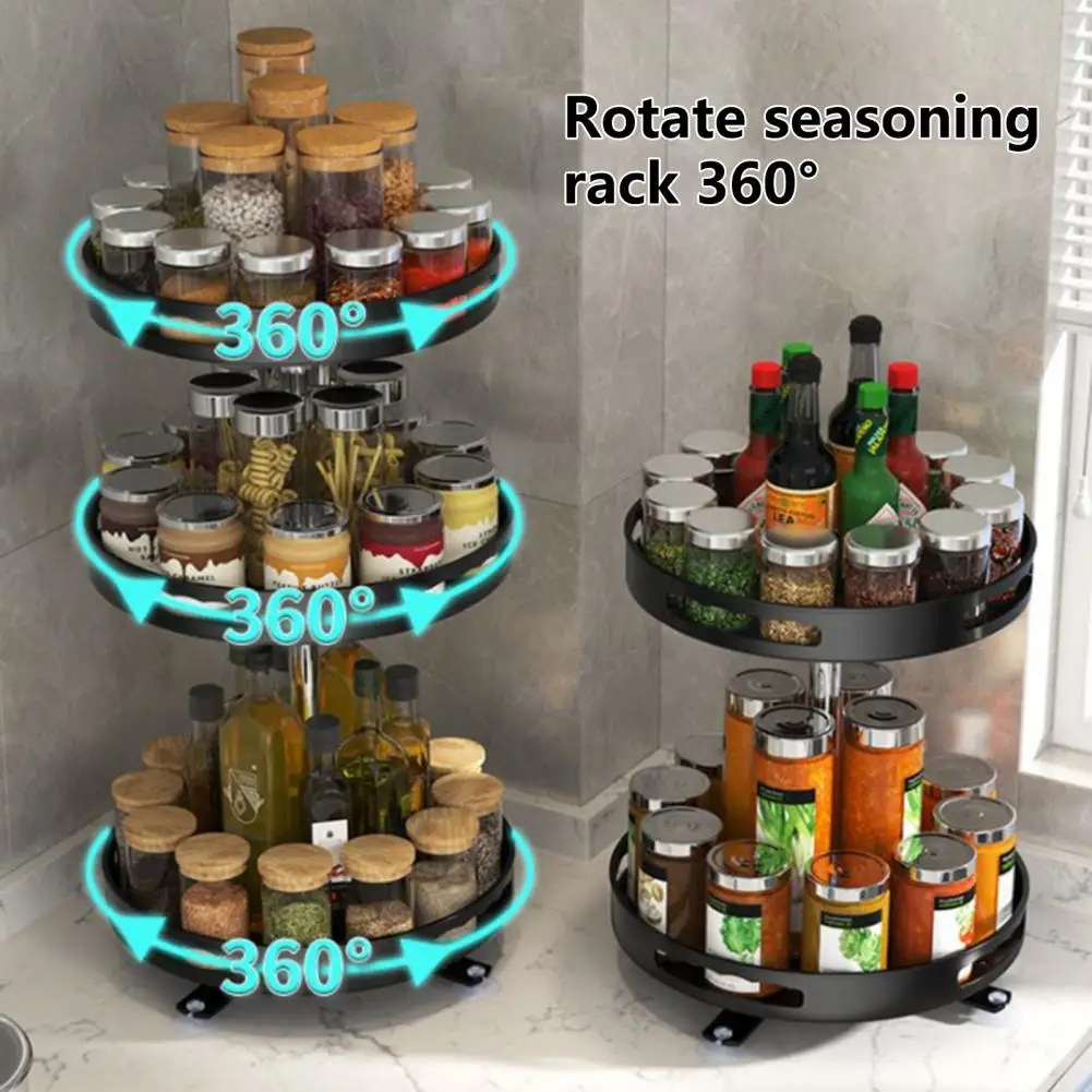 

Useful High Capacity Countertop Supplies 360 Degree Rotating Suction Pad Foot Spice Rack 3 Styles Cosmetics Tray for Kitchen