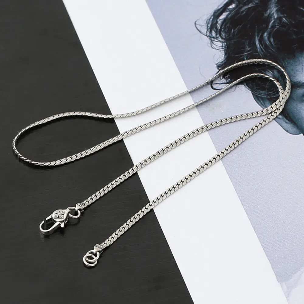 Элегантное мужское ожерелье искусственное серебро 3 мм звено в елочку