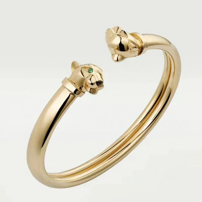 Женский Открытый браслет из розового золота с зелеными глазами