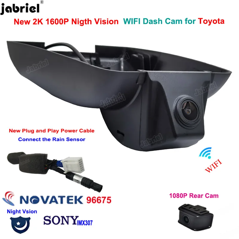 2K 1600P Night Vision WIFI Dash Cam Car DVR for Toyota Corolla Highlander Camry Avalon Rav4 Chr Sienna Alphard 2017-2023 Dashcam