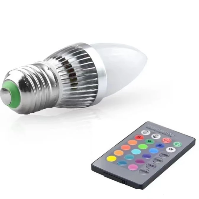 E27 E12 E14 светодиодная лампочка s RGB 3 Вт 16 цветов сменная лампа свеча с дистанционным
