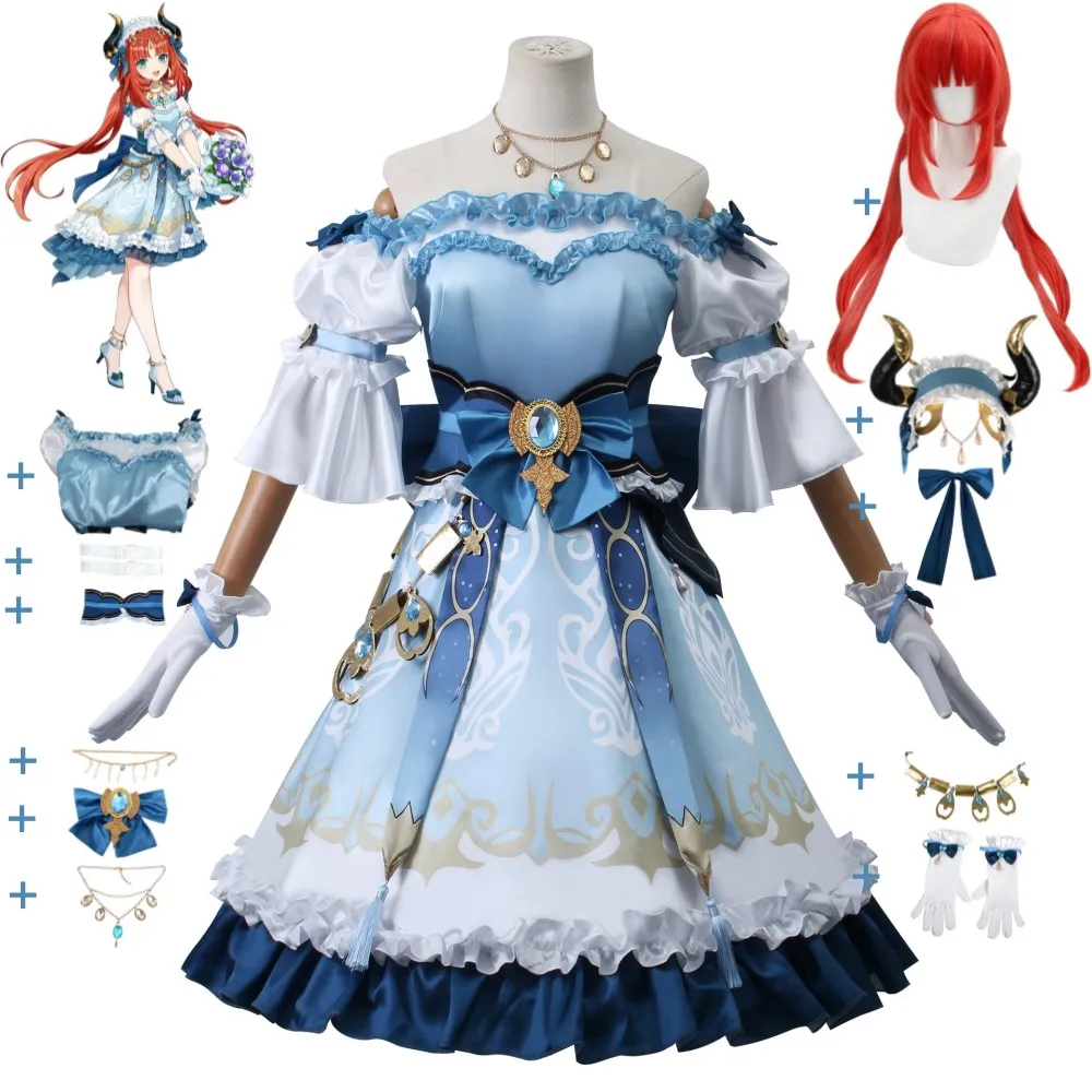 

Game Genshin Impact Nilou Cosplay Costume Wig Anime Sumeru Zubayr Theater Sexy Woman Dress Halloween Carnival Party Suit