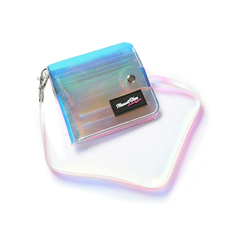 

Прозрачный кошелек с держателем для карт, прозрачный кошелек, блестящая сумка для карт из ПВХ для женщин, ремешок на шею, чехол для почтовых ...