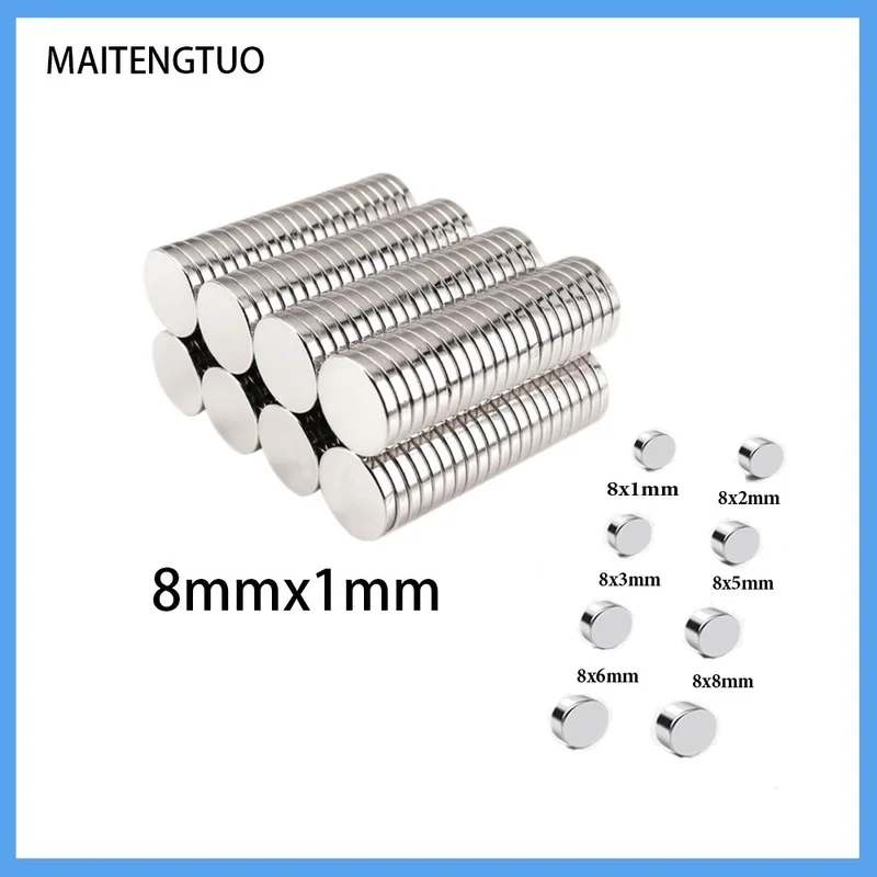 

50~1000PCS 8*1mm Super Strong Round Disc Blocks Rare Earth Neodymium Magnets Fridge Crafts 8mmx1mm 8x1mm Strong Permanent Magnet