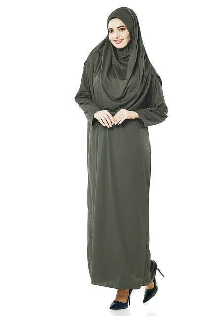 IQRAH One-Piece Prayer Gown-Khaki-5015 & Prayer Rug & Zikirmatik-Triple Suit