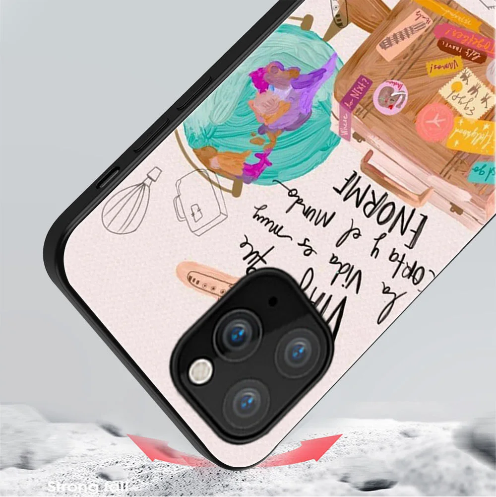 Airplane Map Travel Phone Case For iPhone 11 12 13 14Pro Max Mini Cover iPhone X XR XS MAX 7 8 6 6S Plus SE2020 Soft TPU Funda
