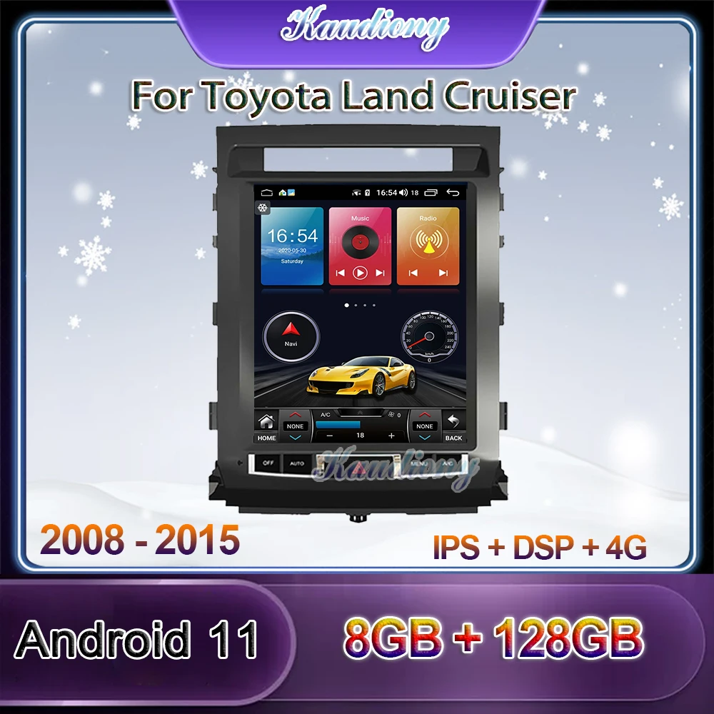 

Kaudiony Tesla Style Android 11 For Toyota Land Cruiser LC200 2007-2015 Car Radio Car DVD Player Auto GPS Navigation 4G Stereo