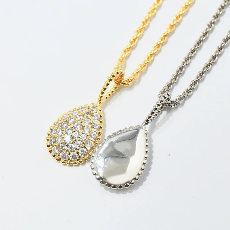

Fashion Necklace Simple Water Drops Full of Diamond Beads Edge Net Red Clavicle Chain Jewelry Gift for Girlfriend