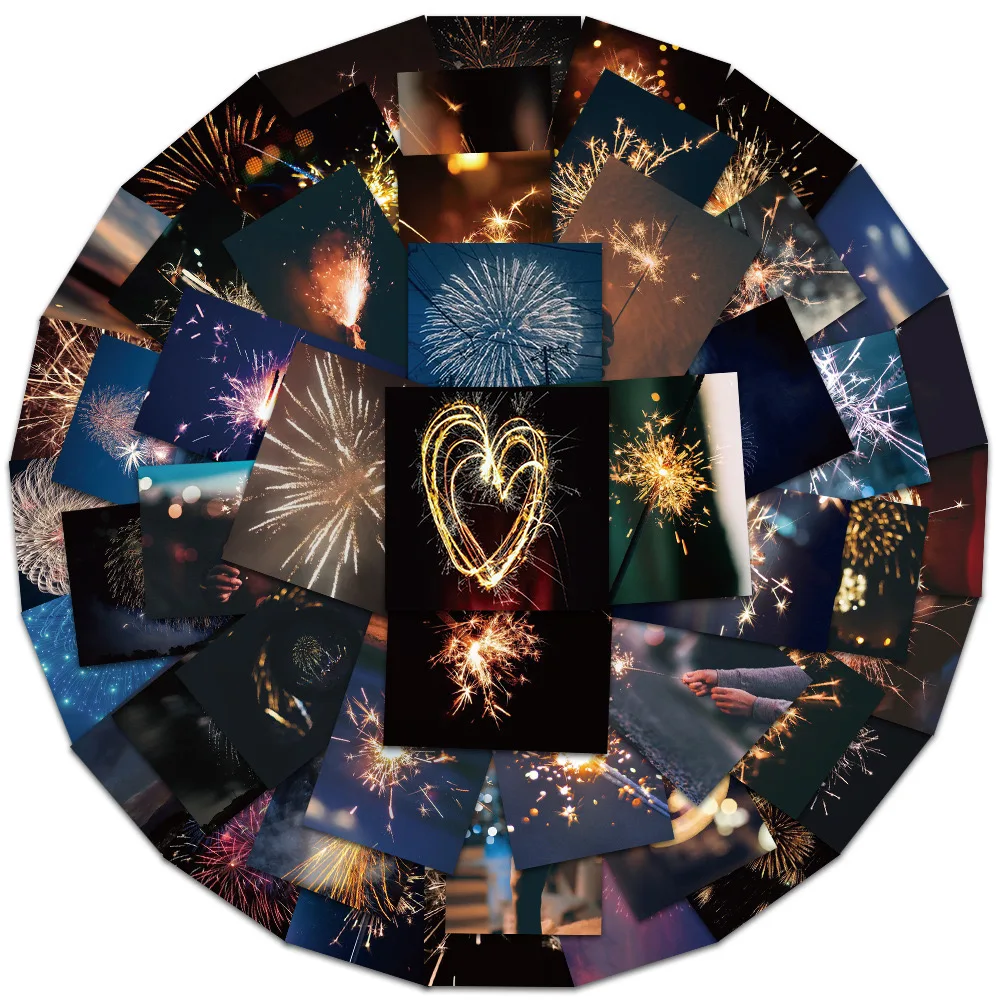 

10/30/50PCS INS Style Night Beautiful Fireworks Sticker Aesthetic DIY Stationery Luggage Laptop Waterproof Graffiti Sticker