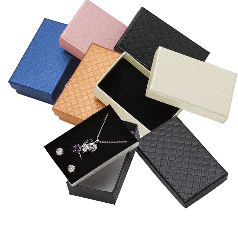 

32pcs Jewelry Box 8x5CM Necklace Ring Box for Jewelry Multi Colors Jewelry Packaging Gift Boxes Earring Display Black Sponge