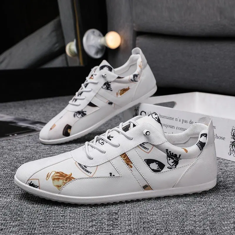 

2022 Spring Man Shoes Casuals Slip On Mixed Colors Shallow Round Toe Fashion Novelty Concise Low Heel Platform