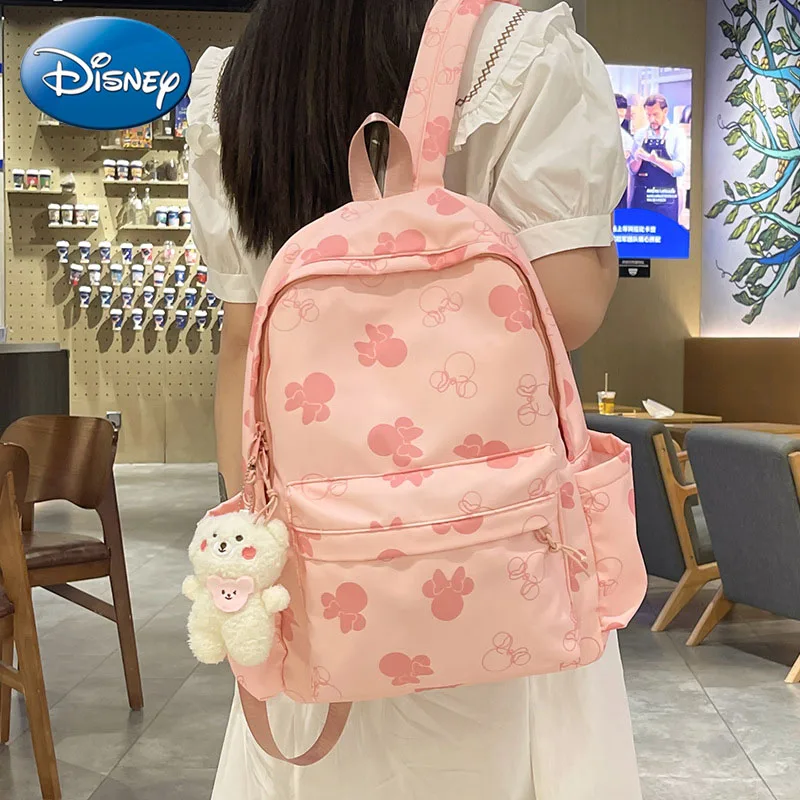 

Disney New Cute Mickey Print Backpack Sweet Girl Travel Bag High Capacity Schoolbag For Primary And Secondary School Students
