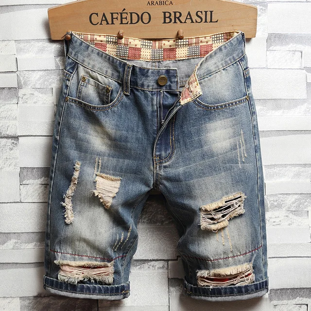 Men's Ripped Short Jeans 2022 Summer 