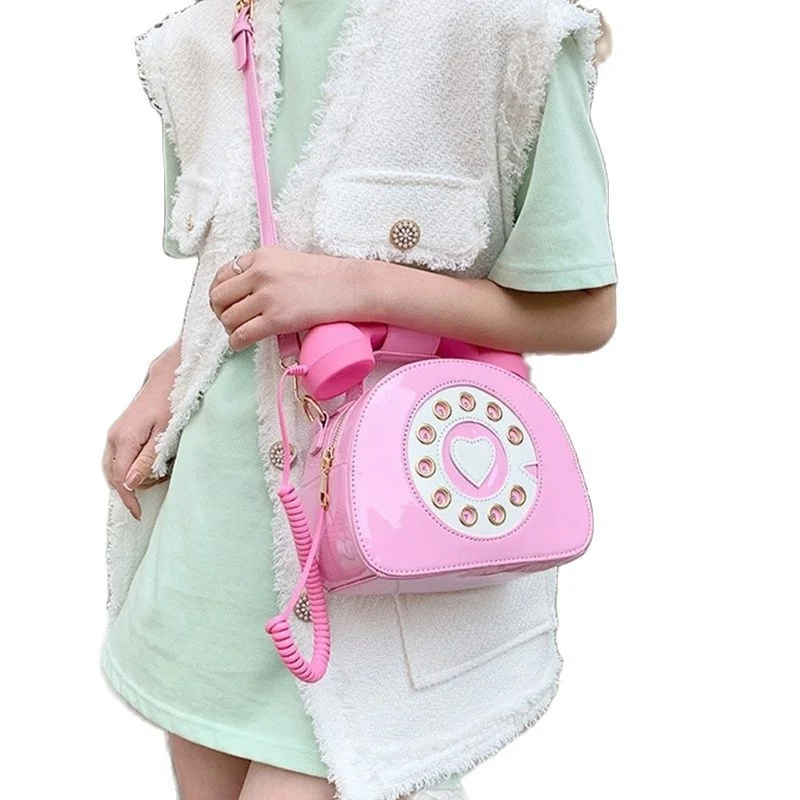 

Stylish Women Telephone Shaped Crossbody PU Leather Shoulder Bag Female Casual Handbag Shopping Street School Satchel Tote Purse