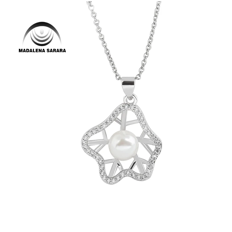 Цепочка с кулоном из пресноводного жемчуга, 8 мм, 2 цвета