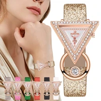 korean super hot creative triangle diamond womens frosted strap watch fashion quartz watch for women
