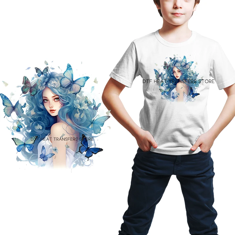 Акварель сказка бабочка эльф девочка DTF Термотрансферная одежда для детей