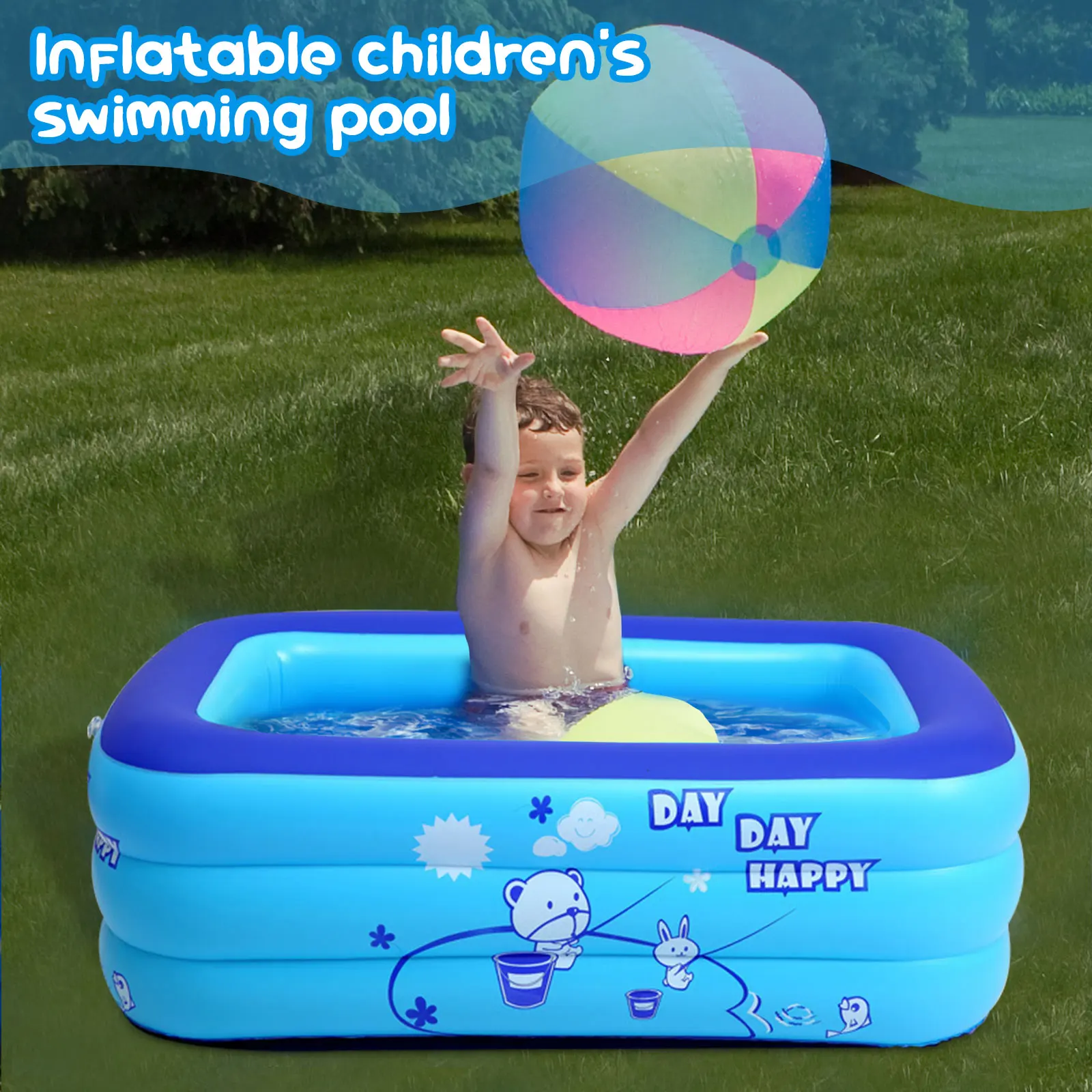 

Thickening Inflatable Swimming Pool Summer Outdoor Backyard Water Play Pool Bathtub with Bubble Bottom for Kids Children