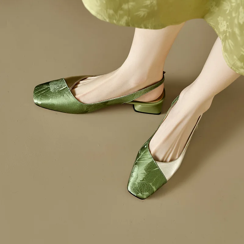 Женские босоножки на толстом каблуке туфли с квадратным носком застежкой