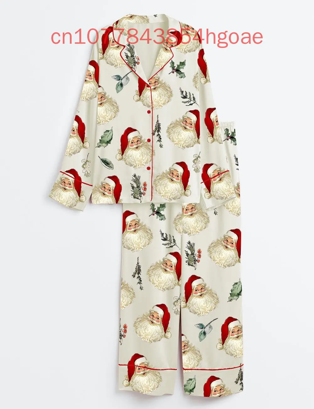 Новинка 2025 рождественский атласный пижамный комплект в стиле ретро повседневный
