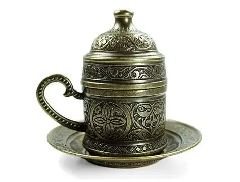 

Turkish coffee cup with ottoman motifs yellow coffee coffee cup copper handmade stainless gift kitchen appliances tea tray accessory