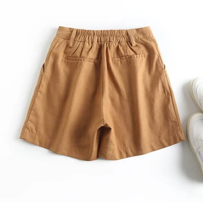 Elmsk Fashion Office Lady Bermuda Vintage Loose Shorts Indie Folk Casual Linen Shorts Women For 2023 Summer