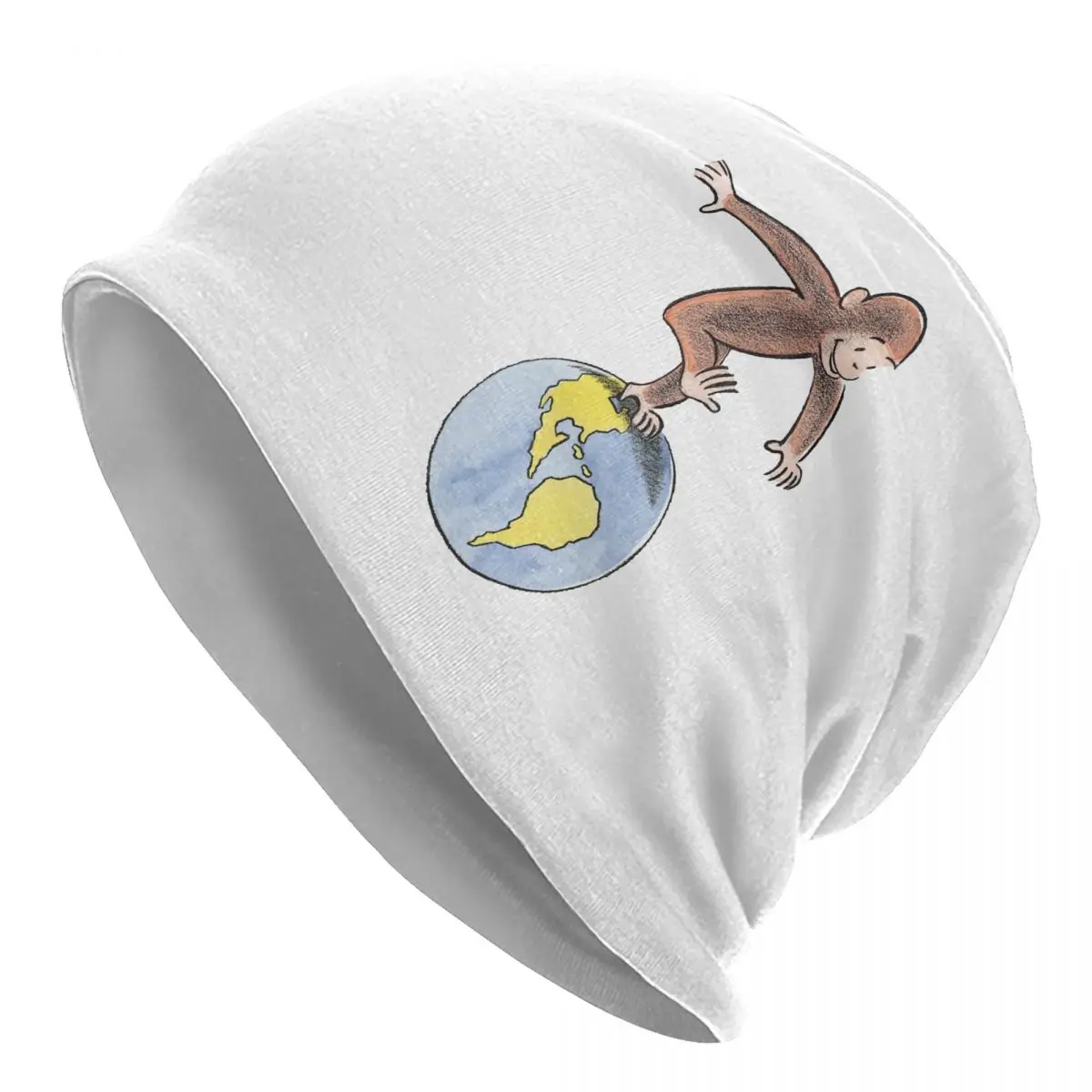 

Brown Monkey Cute Caps Curious George Fashion Unisex Street Skullies Beanies Hat Spring Warm Multifunction Bonnet Hat