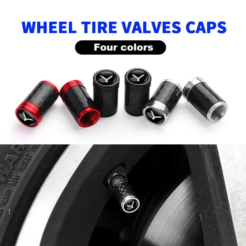

4PCS Car Styling Carbon Fiber Anti-Theft Wheel Tire Valve Cap Stem Cover Protection For Tesla Model Y Roadster Auto Accessories