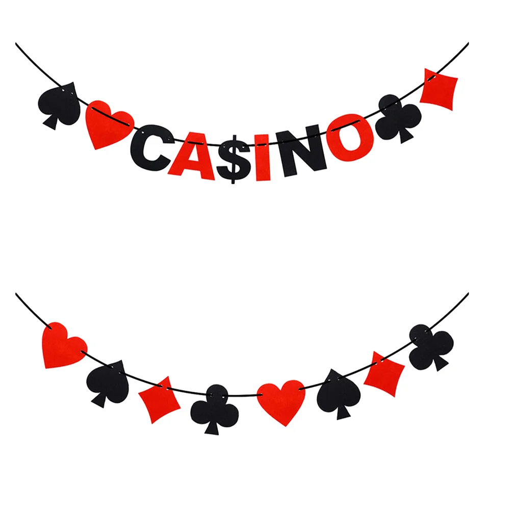 

Banner Casino Party Poker Garland Decorations Vegaslas Playing Hanging Pub Paper Theme Black Red Decoration Birthday Night Bar