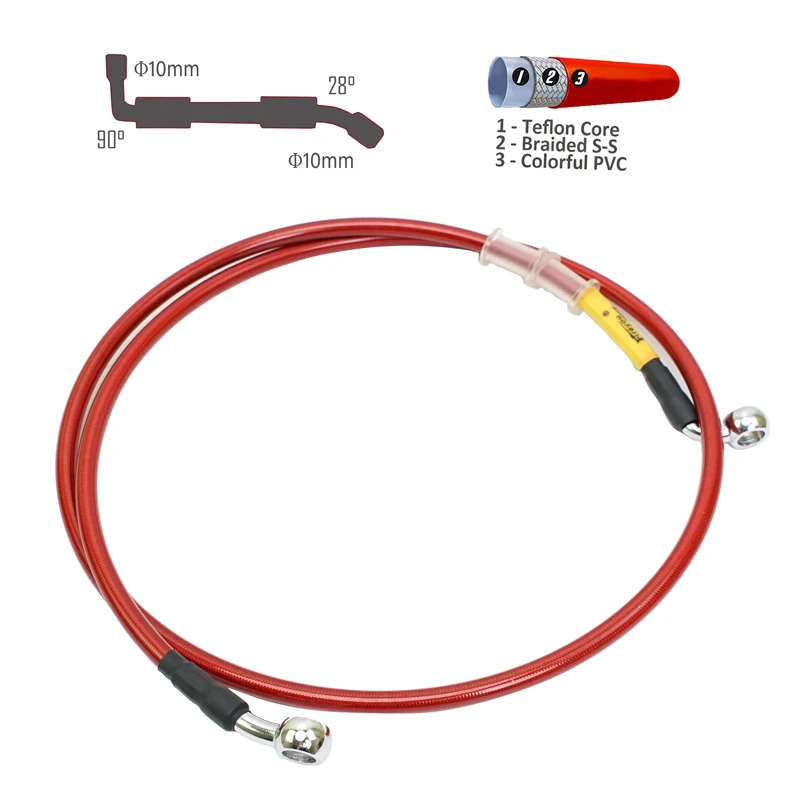 

Универсальный Гидравлический тормозной шланг для мотоцикла M10 Banjo 28 ° 90 °, линия труб 400 мм-2400 мм, стальной сетчатый Плетеный Масляный шланг