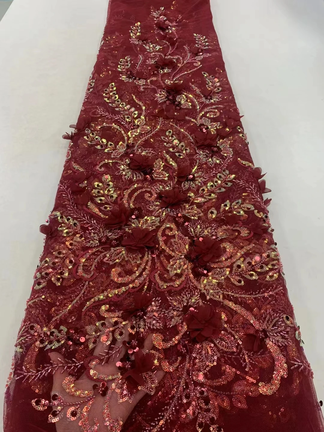 Роскошная ярко-синяя французская блестящая 3d Цветочная кружевная ткань для