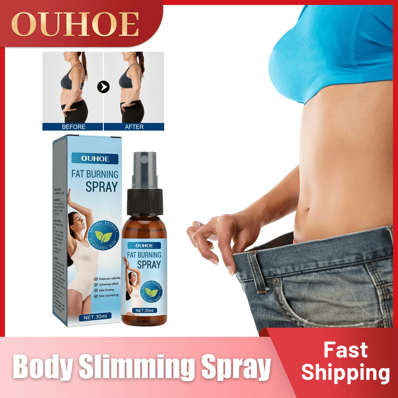

Fat Burning Spray for Belly Fat Weight Loss Reduce Cellulite Tummy Control Detox Shaping Firming Sculpting Body Slimming Spray