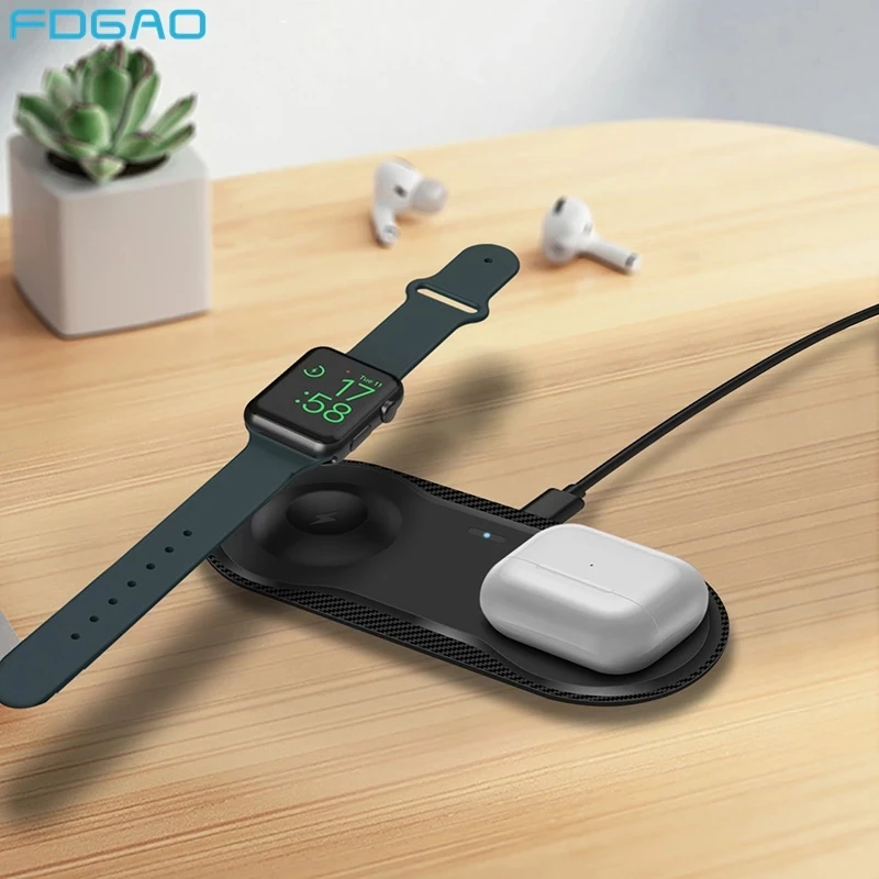 

Беспроводное зарядное устройство 2 в 1, 20 Вт, Двойная док-станция для быстрой зарядки для iPhone 14 13 12 11 XS XR X 8 Apple Watch 8 Airpods 3 Pro