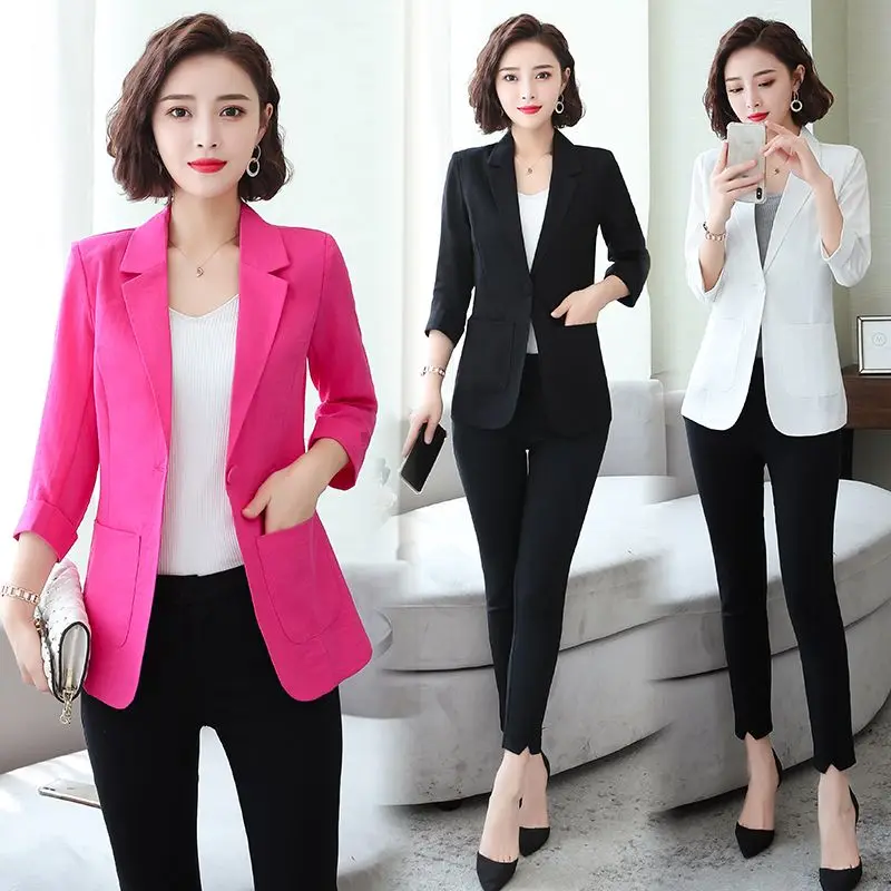Fashion 2023 new summer thin woman suit tailored short seven-sleeve temperament jacket