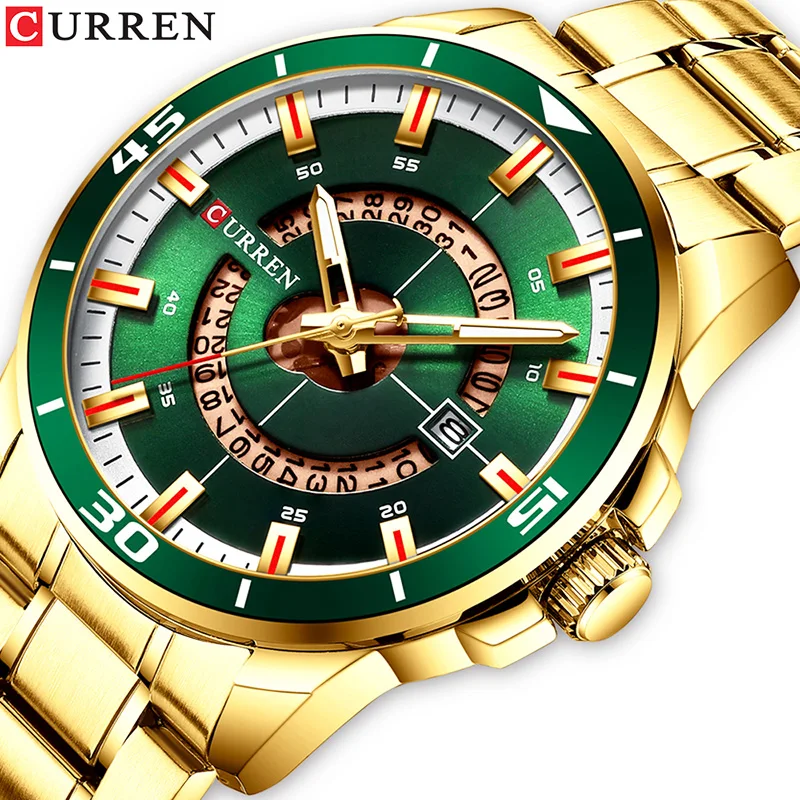 

CURREN Watch For Men Business Creative Clock Folding Stainless Steel Strap Calendar Luminous Quartz Wristwatches reloj hombre