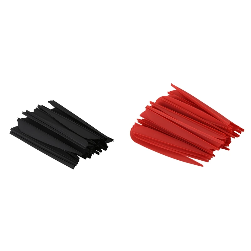

Arrows Vanes 4 Inch Plastic Feather Fletching For DIY Archery Arrows 50 Pack(Black) & 50 Pack(Red)