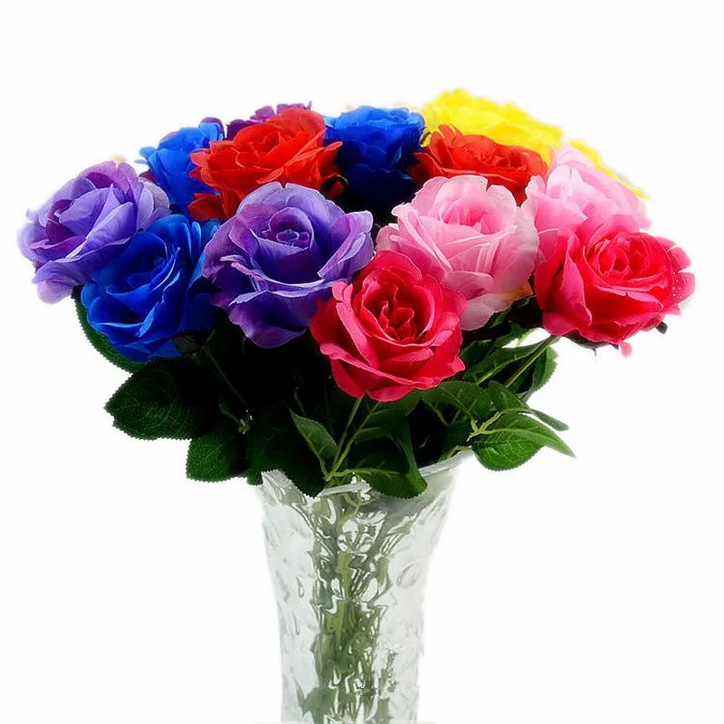 

50 Pcs/Lot Artificial Flower Rose Bouquet Home Living Room Ornament For Wedding Decoration Valentine's Day Gift