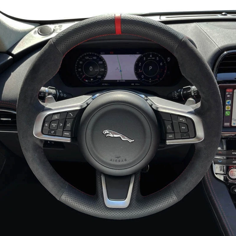 

Замшевая оплетка для Jaguar XFL XE XJL чехол рулевого колеса автомобиля XKR, чехол на рулевое колесо, Автомобильный интерьер