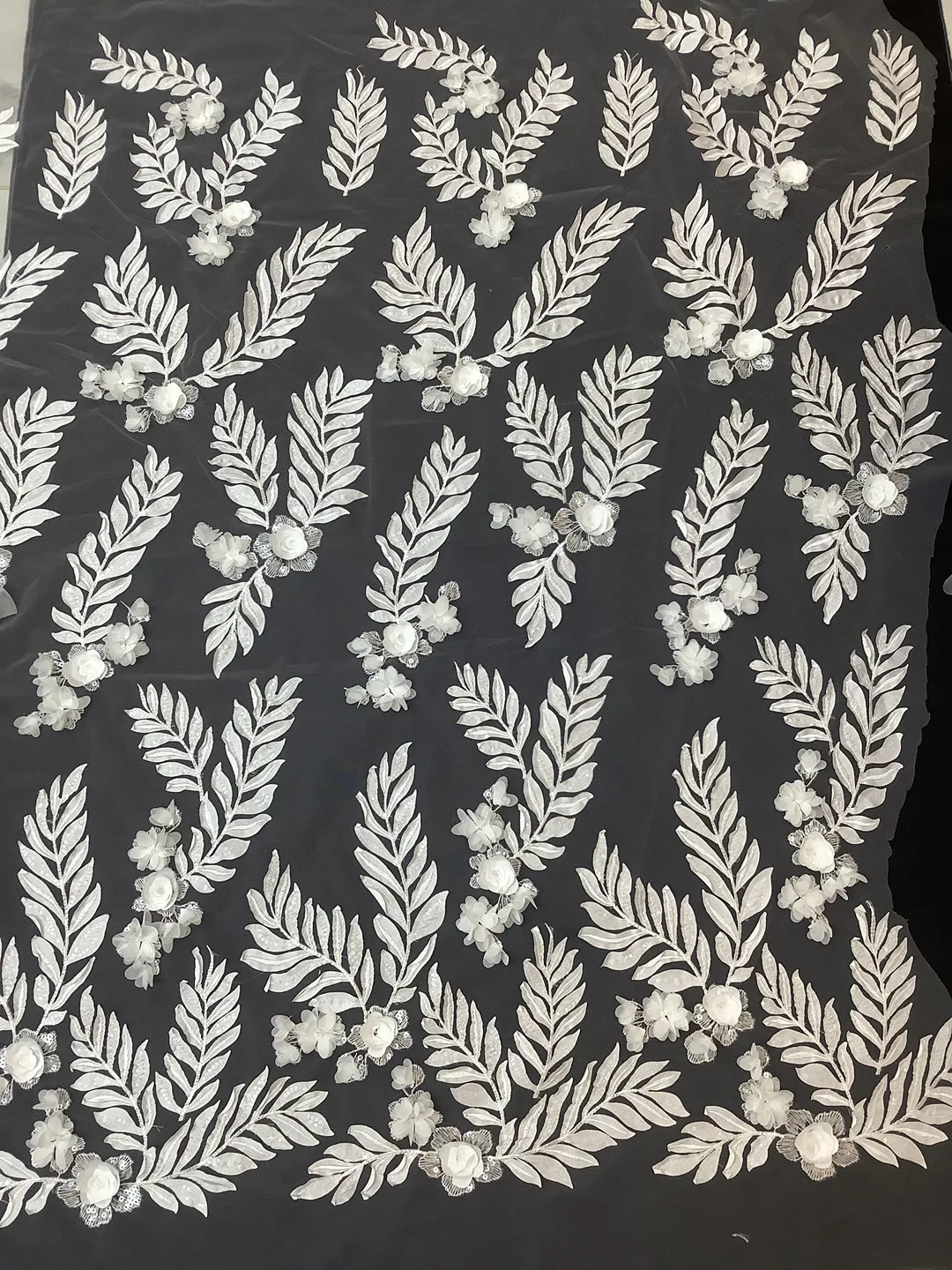 

Новинка, белые цветы ручной работы, кружево с блестками, французская Тюлевая сетка/вышивка, искусственное вечернее платье, свадебное платье