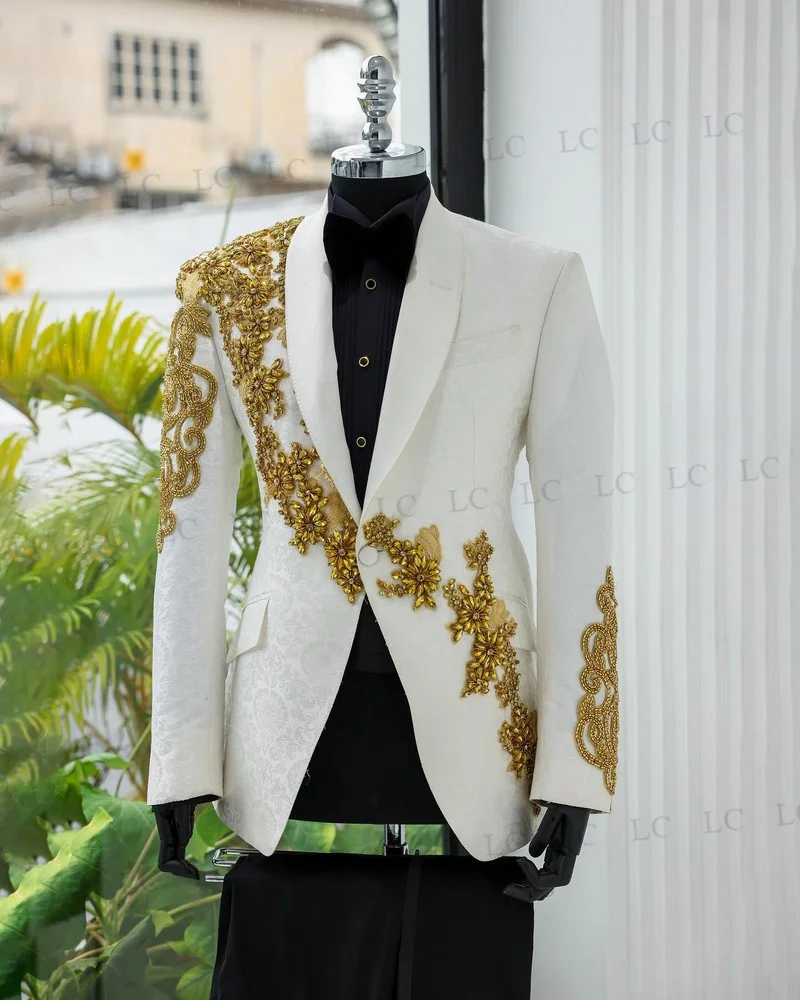 ЖАККАРДОВЫЕ мужские костюмы из 2 предметов блейзер и брюки на одной пуговице