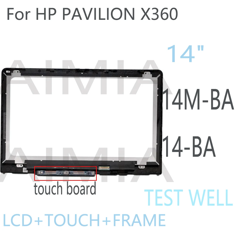 

14’’ Replacement For HP PAVILION X360 14M-BA Series 14-BA LCD Display Touch Screen Assembly Frame 1920X1080 1366X768 Touch Board