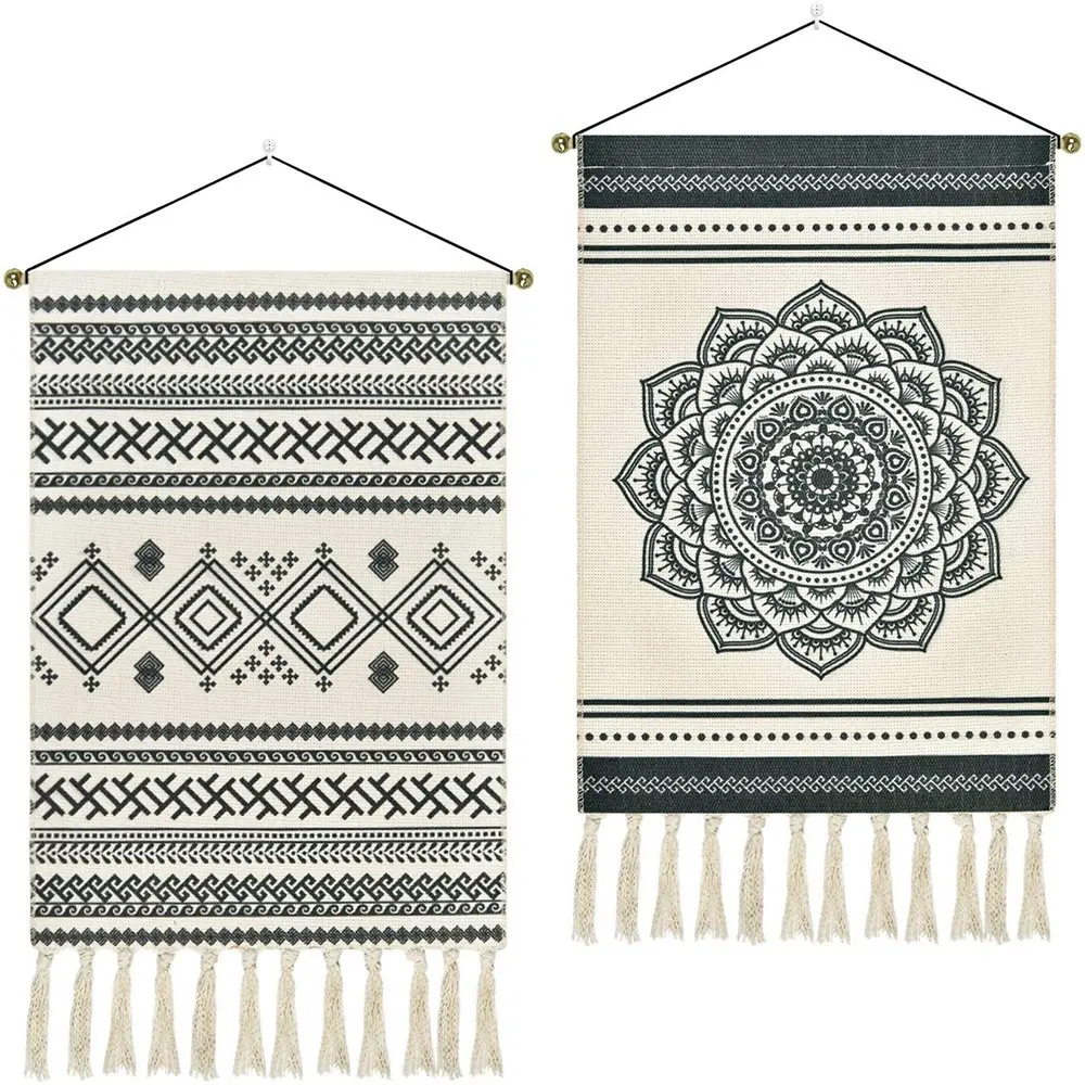 

2 шт. гобелен с мандалой, геометрический художественный настенный гобелен с кисточками, психоделический богемный настенный гобелен для спа...