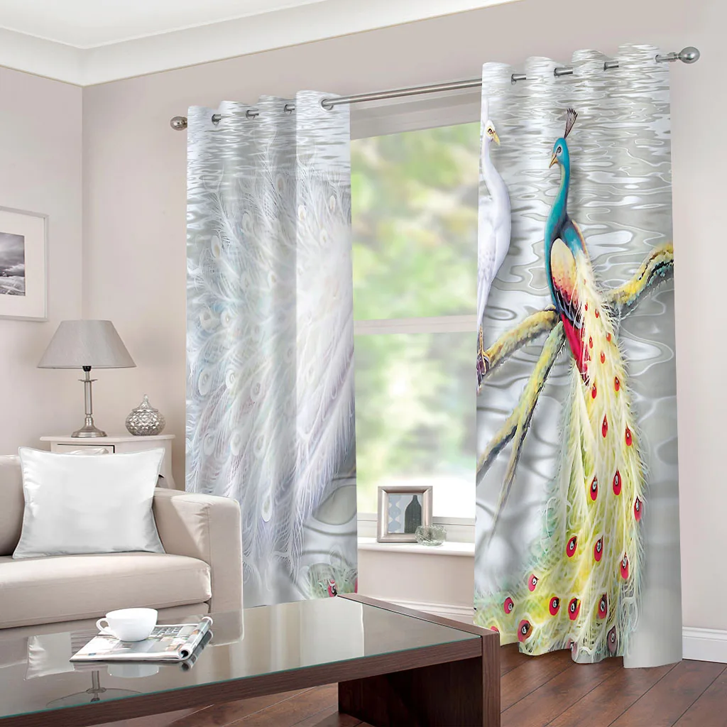 Элегантные шторы для комнаты по индивидуальному заказу с принтом павлина